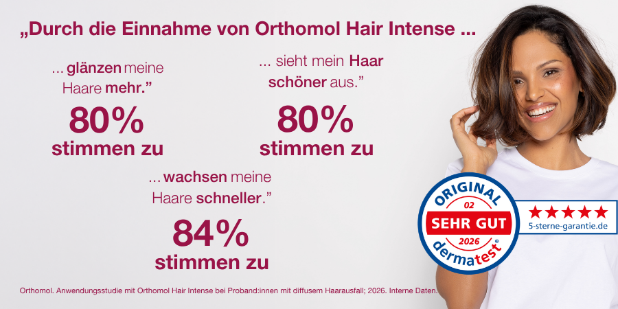 Orthomol Hair Intense Kapseln mit L-Cystein, L-Methionin und patentiertem KeraLiaci.